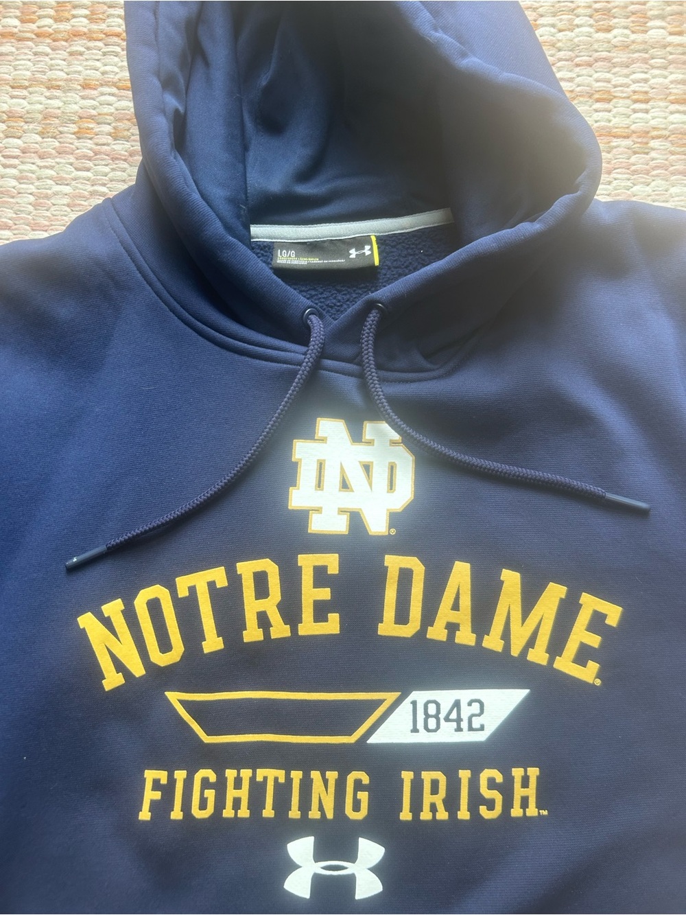 Under Armour Storm 1 Notre Dame Fighting Irish Hoodie Mens L Blue Loose